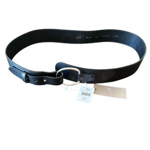 NWT J.JILL Black Fine Italian VTGE Leather Belt M/L w/ Silver finished hardware